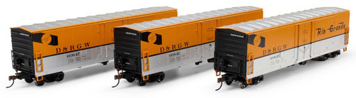 Athearn ~ HO Scale ~ 50' Youngstown Plug Door Box Car ~ 3-Pack ~ Denver & Rio Grande Western DRGW #60835, #60841, #60847 ~ 2064