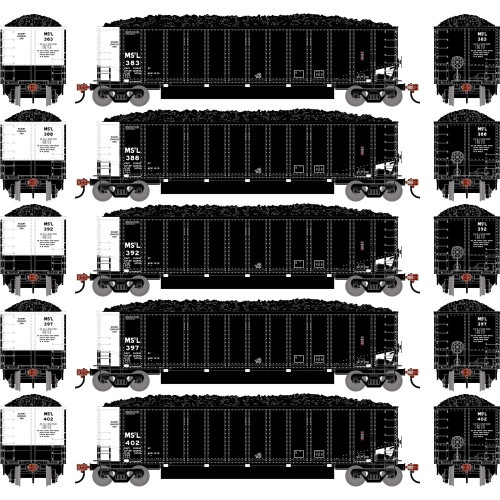 Athearn ~ HO Scale ~ Bethgon Coalporter w/Coal Load ~ 5-Pack ~ Minneapolis & St. Louis MSTL #383, #388, #392, #397, #402 ~ 2904