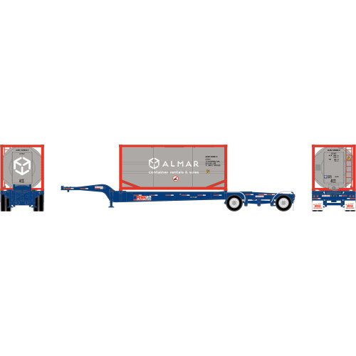 Athearn ~ HO Scale ~ Drop-Frame Spread-Axle Chassis w/Container ~ Penn Intermodal Leasing PENZ #281807 / Almar ALMU #820006-9 ~ 2111