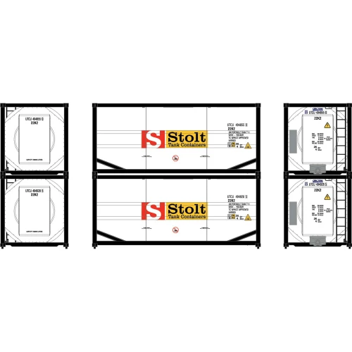 Athearn ~ HO Scale ~ 20' ISO Tank Container ~ 2-Pack ~ Stolt UTCU #494855-0, #494928-5 ~ 2120