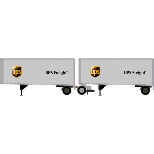 Athearn ~ HO Scale ~ 28' Wedge Trailers Smooth Side w/Dolly ~ 2-Pack ~ UPS #286129, #286131 / Dolly #5735 ~ 2558