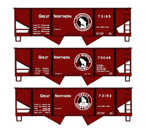 Accurail ~ HO Scale ~ Canton 55-Ton 2-Bay Hopper ~ Kit ~ 3-Pack ~ Great Northern GN #73185, 73049, 73152 ~ 8199