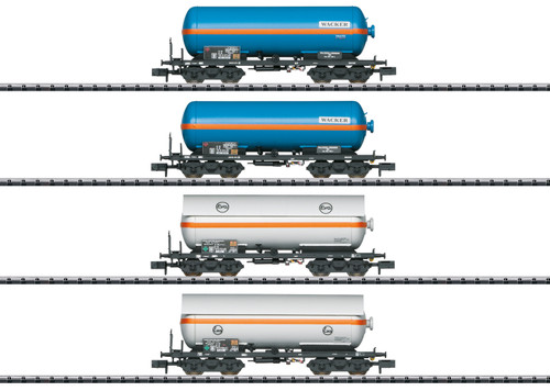 Trix ~ N Scale ~ Compressed Gas Tank Car Set ~ Eva/WACKER ~ 4 Cars ~ 15538