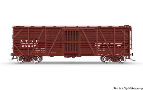 Broadway Limited ~ HO Scale ~ 40' Wood Stock Car ~ Santa Fe ATSF #68647 ~ Cattle Sounds ~ 10690