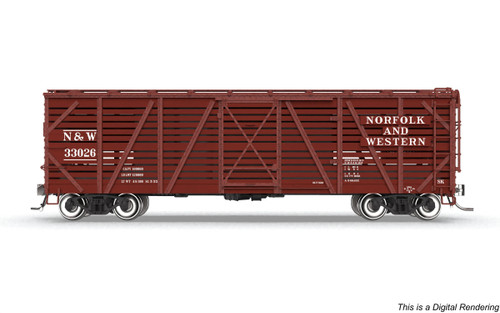 Broadway Limited ~ HO Scale ~ 40' Wood Stock Car ~ 4-Pack ~ Norfolk & Western N&W #33089, #33156, #33242, #33283 ~ No Sound ~ 10724