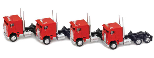 American Z Line ~ Z Scale ~ Red Cab-Over Truck with Crew Cab 4 pack ~ 96222