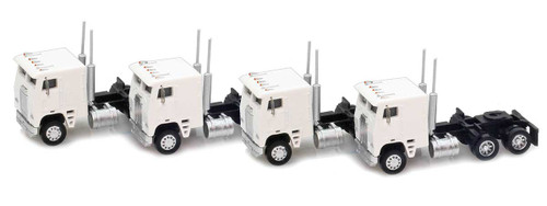 American Z Line ~ Z Scale ~ White Cab-Over Truck with Crew Cab 4 pack ~ 96221