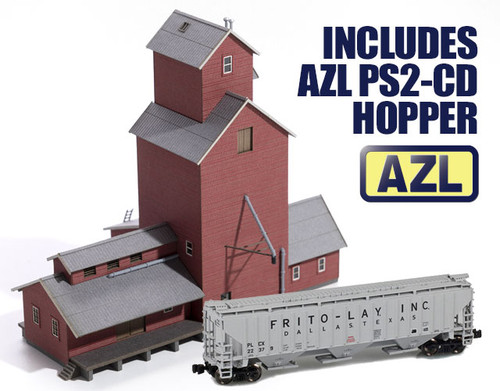 Archistories ~ Z Scale ~ Red Kit ~ American Grain Elevator w/ AZL PS2-CD Hopper ~ 705241_SET