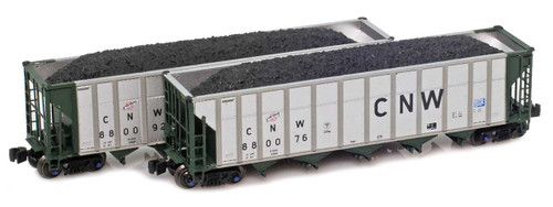 American Z Line ~ Z Scale ~ Autoflood III Hopper ~ 2-Pack ~ Chicago & North Western CNW #880194 & #880217 ~ 905708-1