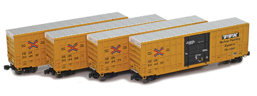American Z Line ~ Z Scale ~ 50' FBOX Box Car ~ 4-Pack ~ Trailer Train TTX ~ 915625-1