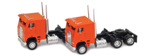 American Z Line ~ Z Scale ~ Orange Cab-Over Truck with Crew Cab 2 pack ~ 96207