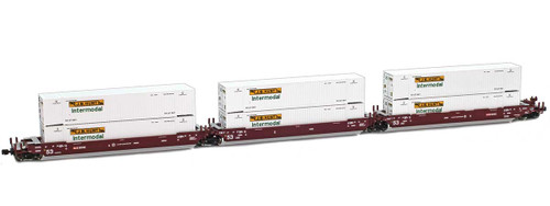 American Z Line ~ Z Scale ~ Gunderson MAXI-IV Intermodal ~ 6 Containers ~ Iowa Interstate IAIS ~ 906556-3