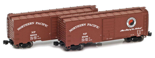 American Z Line ~ Z Scale ~ 40' Modified AAR Boxcar ~ 2-Pack ~ Northern Pacific NP #26136 & #26303 ~ 915406-1