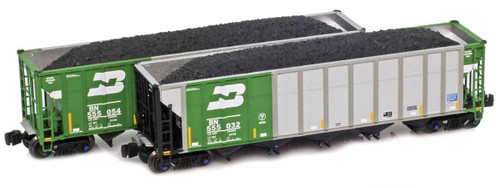 American Z Line ~ Z Scale ~ Autoflood III Hopper ~ 2-Pack ~ Burlington Northern BN #555000 & #555081 ~ 905706-1