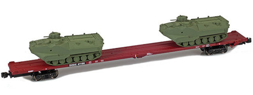 American Z Line ~ Z Scale ~ 89' Flat Car ~ 2 AAV-7 Loads ~ US Department of Defense DODX #41186 ~ 911023-4O