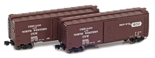 American Z Line ~ Z Scale ~ 40' Modified AAR Boxcar ~ 2-Pack ~ Chicago & North Western CNW #80275 & #80301 ~ 915402-1