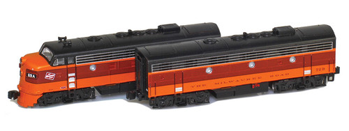 American Z Line ~ Z Scale ~ EMD F7 A-B Set ~ Milwaukee Road MILW #69A & #72B ~ DC Version ~ 63005-1