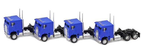 American Z Line ~ Z Scale ~ Blue Cab-Over Truck with Crew Cab 4 pack ~ 96225