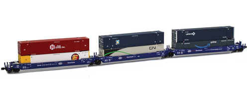 American Z Line ~ Z Scale ~ Gunderson MAXI-IV Articulated Stack Car Set ~ 6 Containers ~ Chicago & North Western CNW #6147 ~ 906551-2