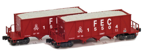 American Z Line ~ Z Scale ~ Ortner Hopper ~ 2-Car Set ~ Florida East Coast FEC #15504 & #15682 ~ 905355-1