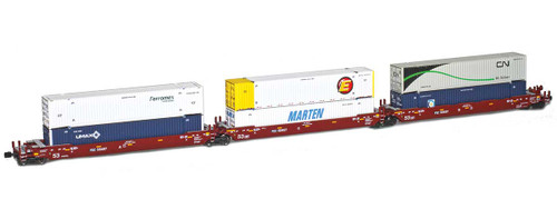 American Z Line ~ Z Scale ~ Gunderson MAXI-IV Articulated Intermodal Set ~ 6 Containers ~ Florida East Coast FEC #55457 ~ 906554-1