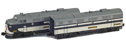 American Z Line ~ Z Scale ~ EMD F7 A-B Set ~ Wabash WAB #1155-1107B ~ DC Version ~ 63009-1