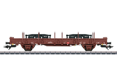 Märklin ~ HO Scale ~ AC 3-Rail ~ Type Ks 446 Stake Car ~ DB AG ~ 2 Y25 Truck Loads ~ 46409