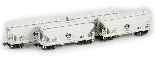American Z Line ~ Z Scale ~ ACF 2-Bay Hopper ~ 4 Car Set ~ Missouri Pacific MP ~ 913905-1