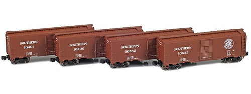 American Z Line ~ Z Scale ~ 40' AAR Boxcar ~ 4-Car Set ~ Southern SOU ~ 914312-1