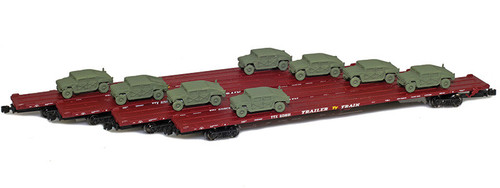 American Z Line ~ Z Scale ~ 89' Flat Car With HMMWV Loads ~ 4-Car Set ~ RTTX ~ 901510-6OC