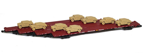 American Z Line ~ Z Scale ~ 89' Flat Car ~ 4-Car Set ~ RTTX ~ 901510-6SC