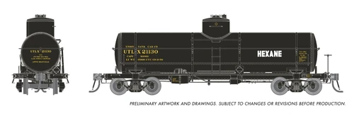 Rapido ~ HO Scale ~ Union X-3 8,000 Gal Tank Car ~ Union Tank Car UTLX #22764 ~ Hexane ~ 159108-22764
