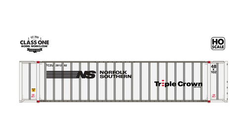 Class One Model Works ~ HO Scale ~ Monon 48' Exterior Post Containers ~ 2-Pack ~ Norfolk Southern Triple Crown TCZU #281569 / #281746 ~ CT00109