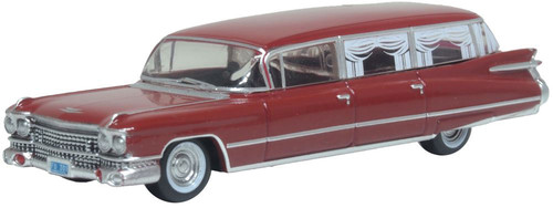 Oxford ~ HO Scale ~ 1959 Cadillac Miller-Meteor Futura Limousine ~ Assembled ~ Seminole Red ~ 87CM59002