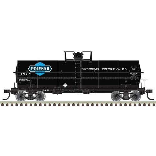 Atlas ~ HO Scale ~ 11,000-Gallon Tank Car w/Platform ~ Ready to Run ~ Master ~ Polysar PCLX #170 ~ 20007351