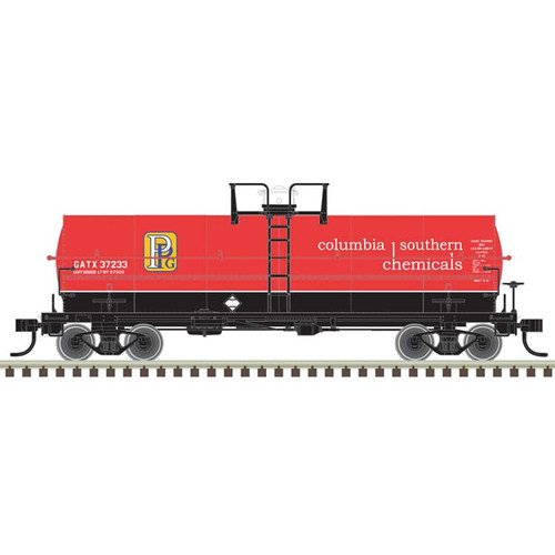 Atlas ~ HO Scale ~ 11,000-Gallon Tank Car w/Platform ~ Ready to Run ~ Master ~ PPG Columbia Southern GATX #37233 ~ 20007353