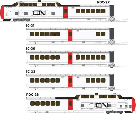 Rapido ~ HO Scale ~ UAC TurboTrain 5-Car Train Set ~ Canadian National CN #126-201-256-228-151 ~ DCC Sound ~ 203505
