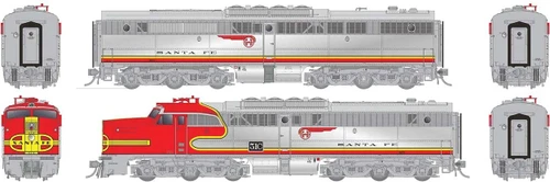 Rapido ~ HO Scale ~ PA-1 + PB-1 Set ~ DC Version ~ Santa Fe #51A, 51C ~ 23046