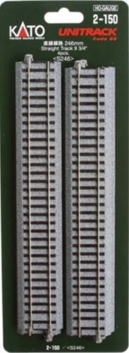 Kato ~ HO Scale ~UniTrack 246mm 9 3/4 Inch ~ Straight Track 4pcs