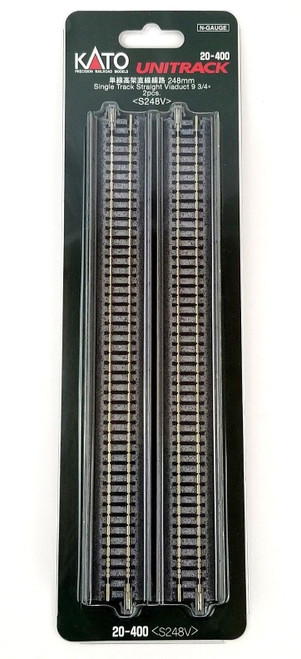 Kato ~ N Scale ~ UniTrack Viaduct Single Straight Track 248mm 9 3/4" S248V ~ 2 pcs ~ 20-400