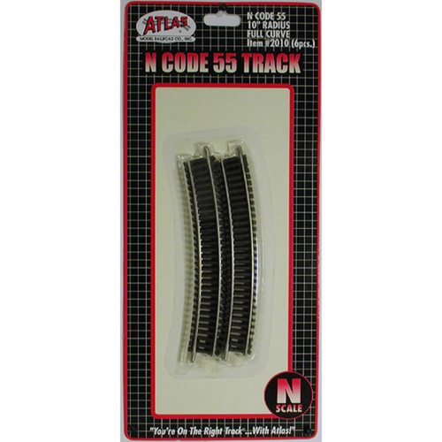 Atlas ~ N Scale ~ Code 55 Track ~ 10" Radius Curve (6 Pieces) ~ 2010