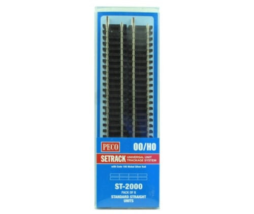 Peco ~ HO Scale ~ Code 100 ~ Standard Straight Track (8 Pieces) W/Joiners ~ ST-2000