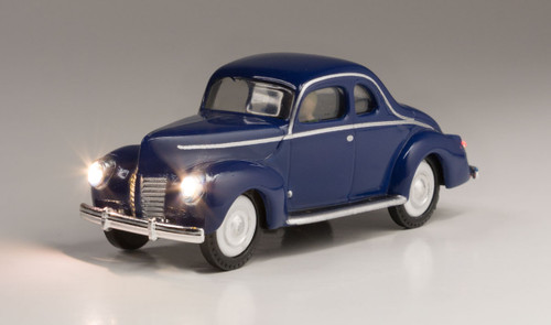 Woodland Scenics ~ HO Scale ~ Just Plug Illuminated Vehicle, Blue Coupe ~ JP5598