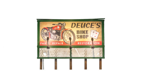 Woodland Scenics ~ HO Scale ~ Deuce's Bike Shop Parts and Repair Billboard ~ JP5792