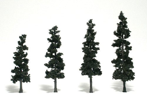 Woodland Scenics ~ Ready Made Conifer Green ~ 4" to 6" (4) ~ TR1561