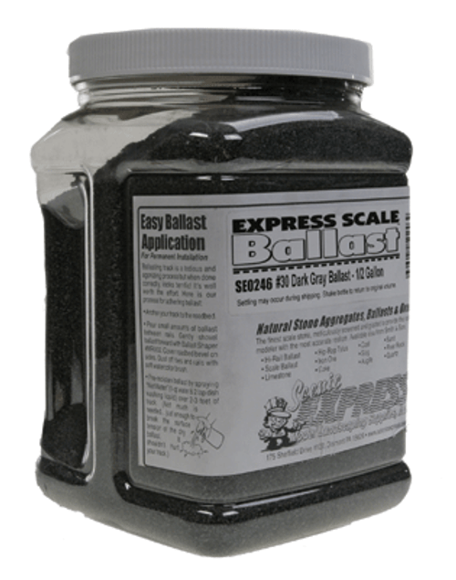 Scenic Express ~ Natural Stone Ballast #30 for HO & O Scale ~ Dark Gray ~ 1/2 Gallon ~ 0246