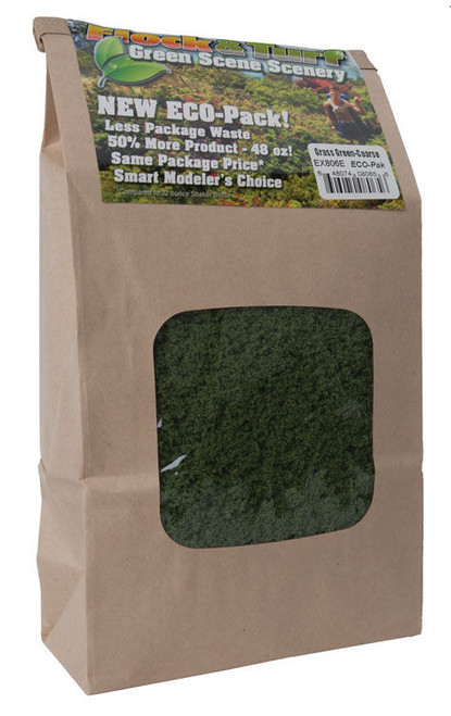 Scenic Express ~ Flock & Turf Ground Cover ECO Pack Bag ~ 48oz ~ Coarse ~ Grass Green~ 806E