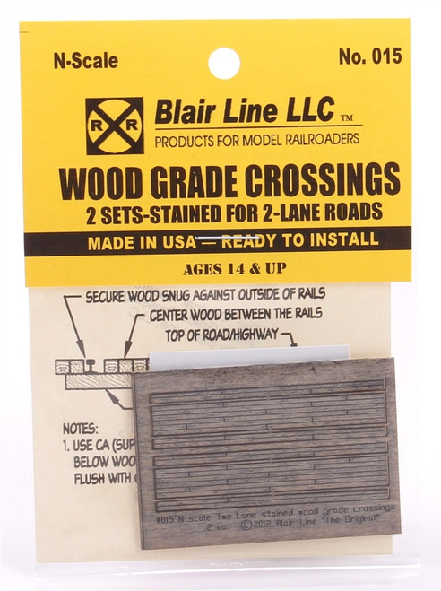 Blair Line ~ N Scale ~ Wood Grade Crossing Kits, Two Lane (2 Sets) ~ 015