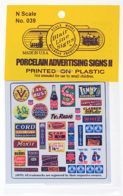 Blair Line ~ N Scale ~ Porcelain Advertising Signs II ~ 039