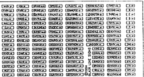 Blair Line ~ HO Scale ~ Street Signs ~ 109 Blair Line ~ HO Scale ~ Street Signs ~ 109